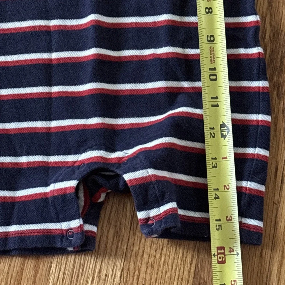 Polo Ralph Lauren Romper Boys Preppy  Striped Blue Red 9 Months